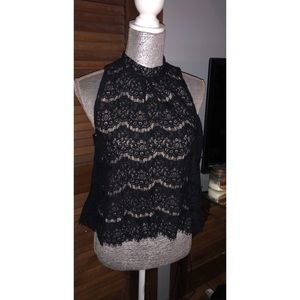 Black and Cream Lace Top